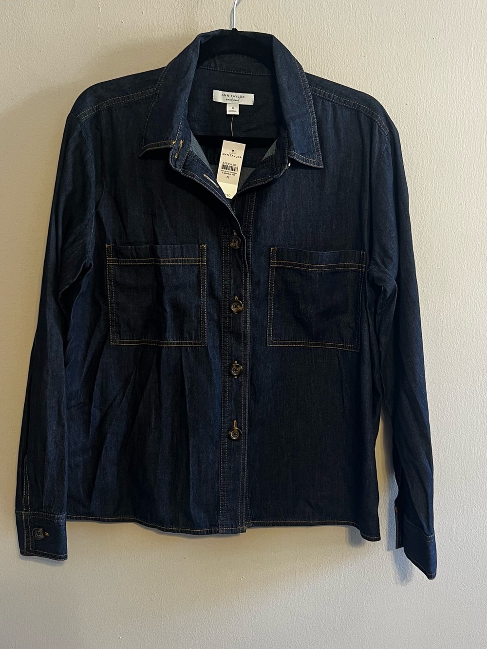 Ann Taylor Dark Indigo Denim Button-Up Shirt or Jacket  | Women’s Med